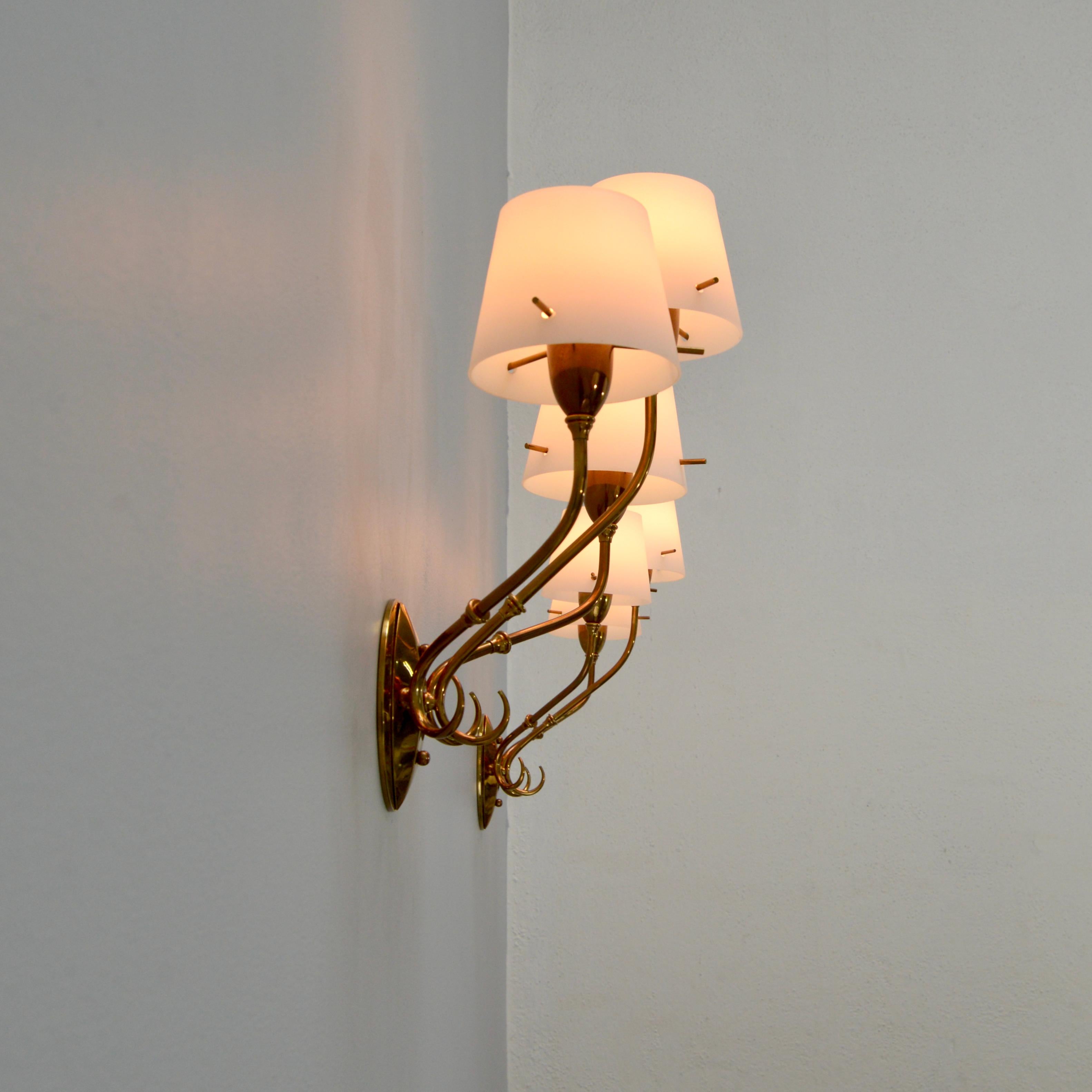 Mid-20th Century Glass Shade 40s Sconces