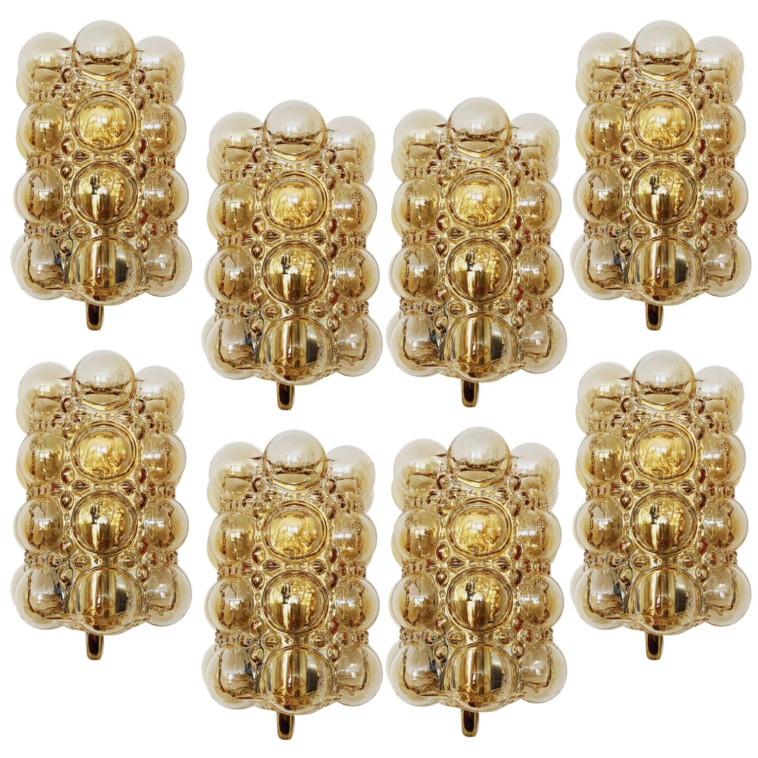  4 Glass Wall Lights Sconces by Helena Tynell for Glashütte, 1960