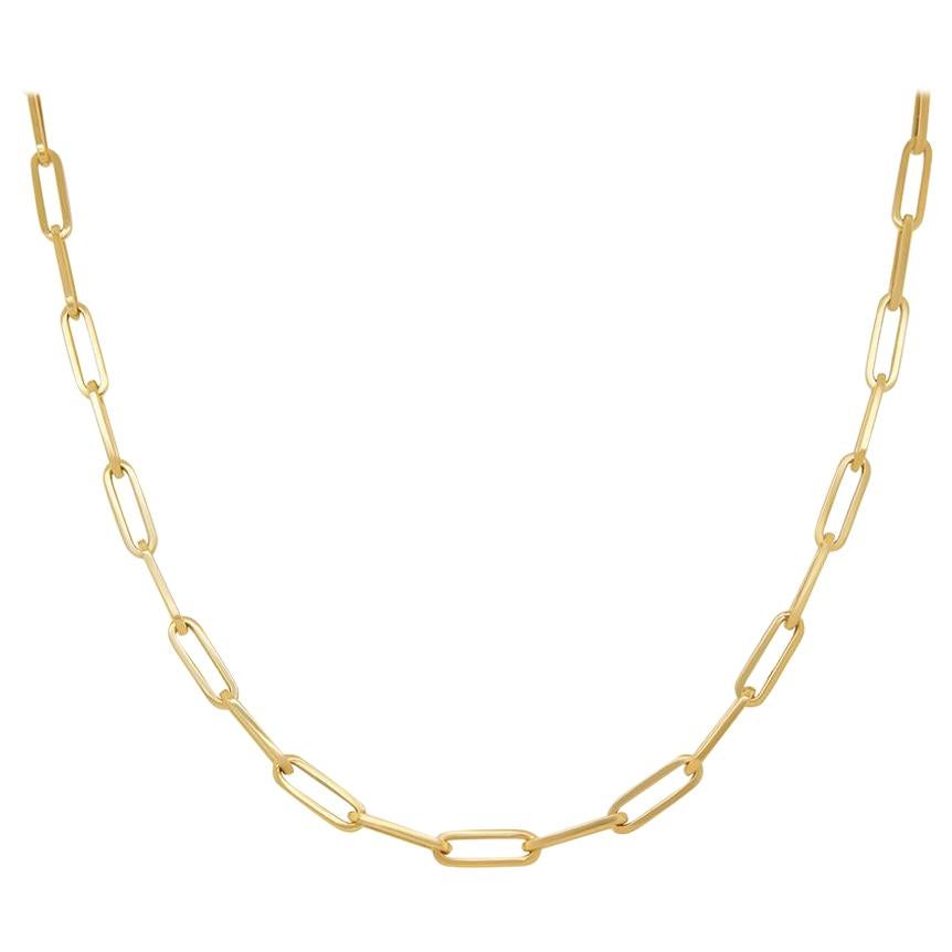 4 Gram 14 Karat Italian Yellow Gold Paperclip Link Chain Necklace