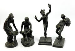 4 Grand Tour Neo Classical Bronze Miniatures incl Dancing Faun, Seated Hermes