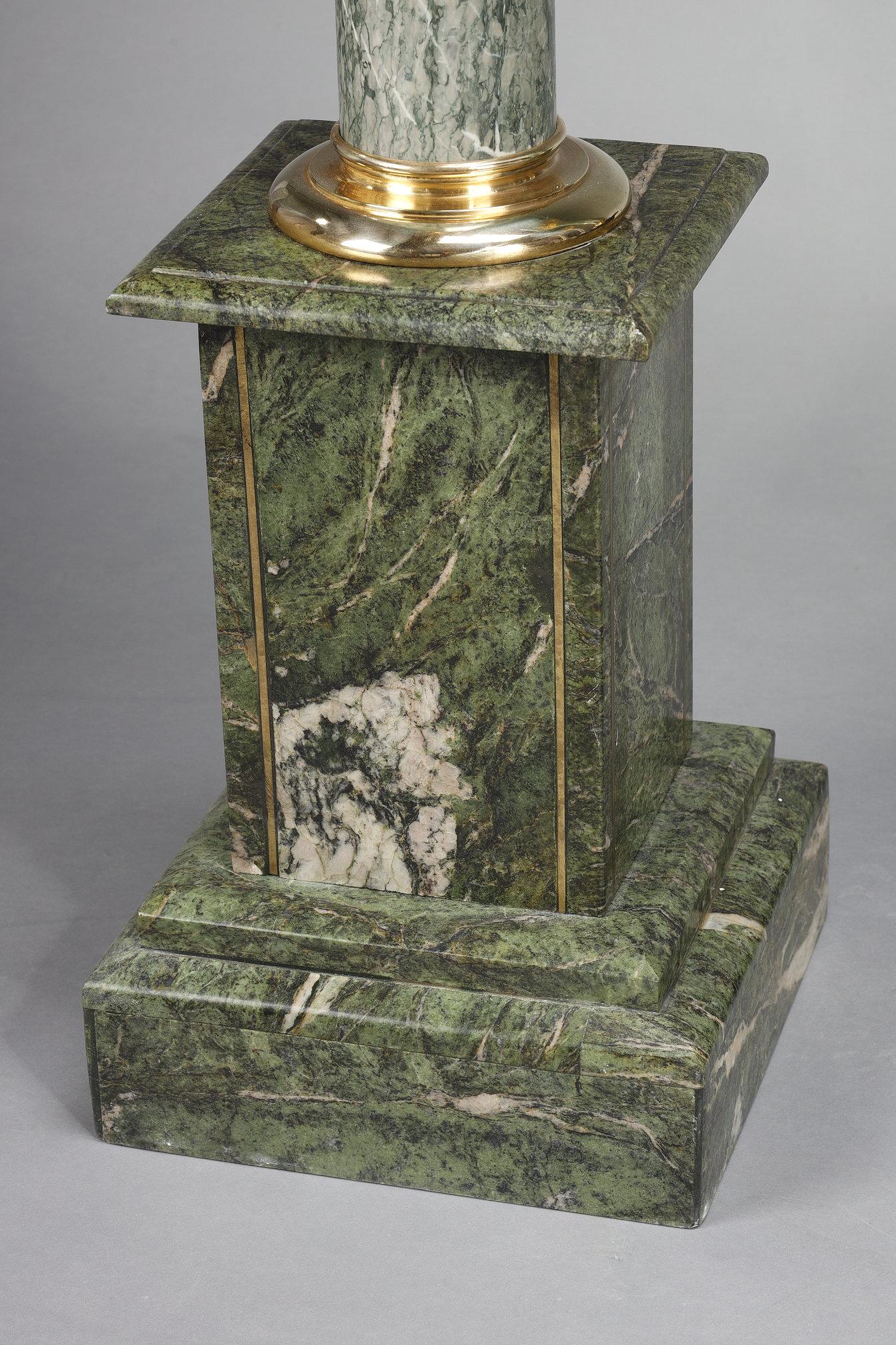 4 green marble columns with Corinthian ormolu capitals For Sale 6