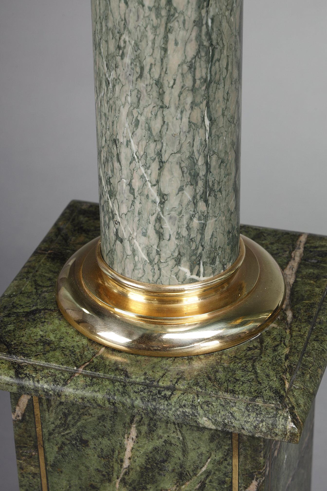 4 green marble columns with Corinthian ormolu capitals For Sale 7