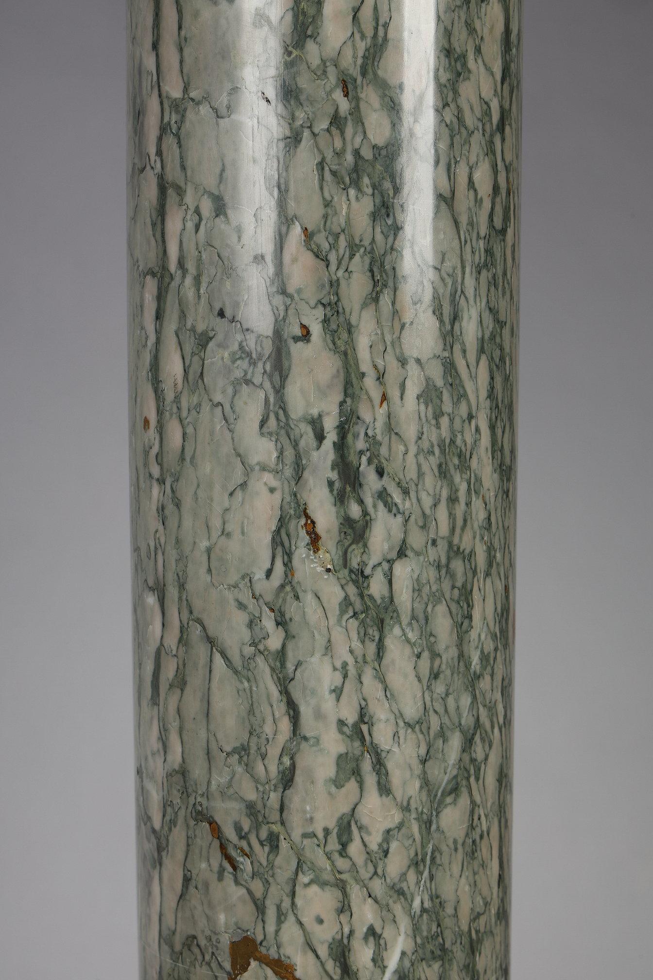 4 green marble columns with Corinthian ormolu capitals For Sale 8