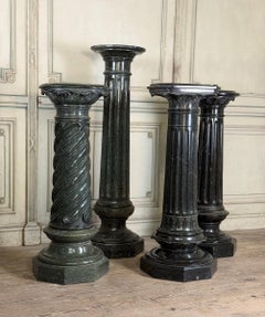 4 green serpentine marble columns, circa 1880