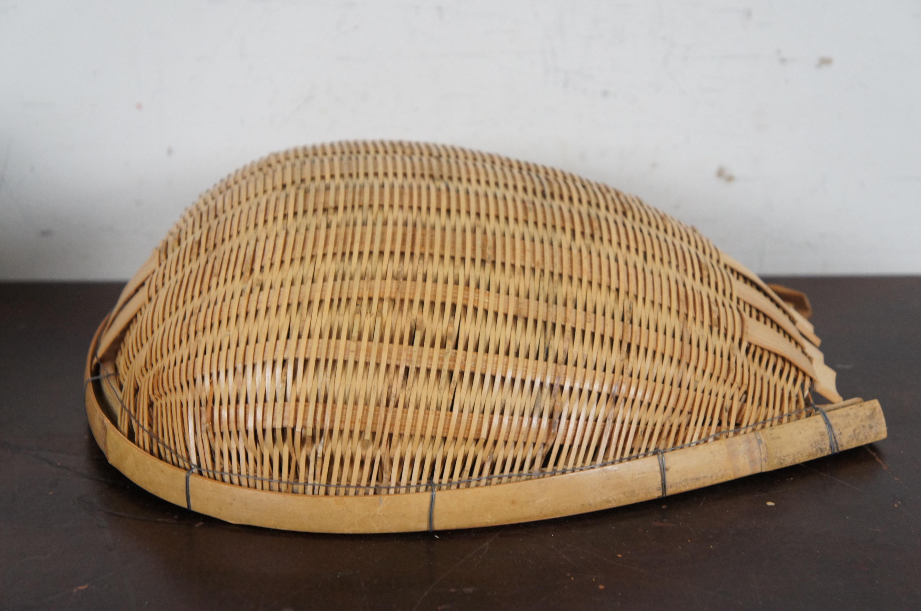 4 Hand Made Wicker Nesting Baskets Fruit Bowls Native Shovel Dust Pan For Sale 5