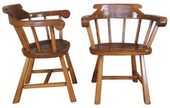 4 Handmade Vintage Pine Windsor Barrel Back Farmhouse Dining Chairs Tavern Pub