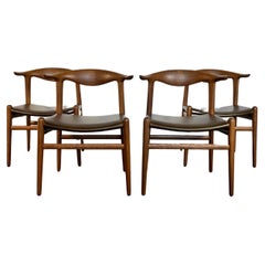 Set of 4 Hans J. Wegner Cow Horn Chairs for Johannes Hansen in Oak