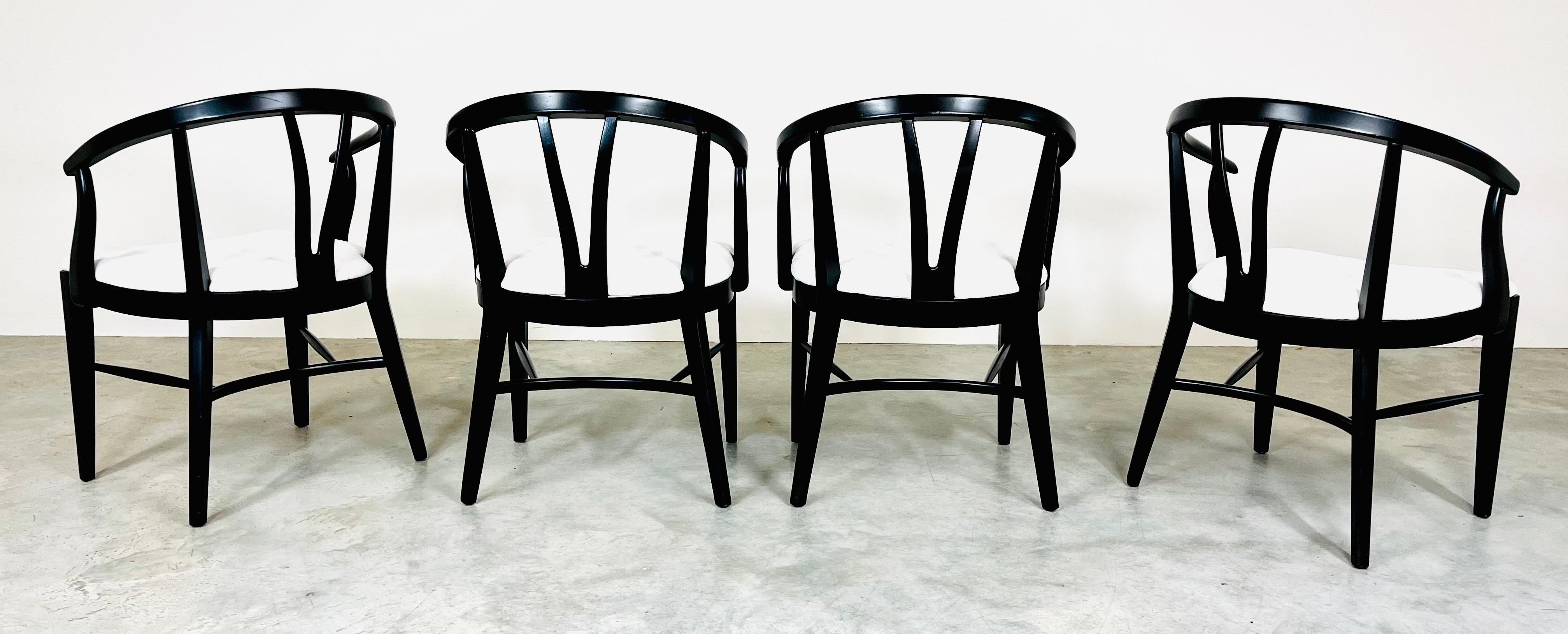 Lacquered Hans Wegner Wishbone Style Dining or Game Armchairs by Blowing Rock, circa 196