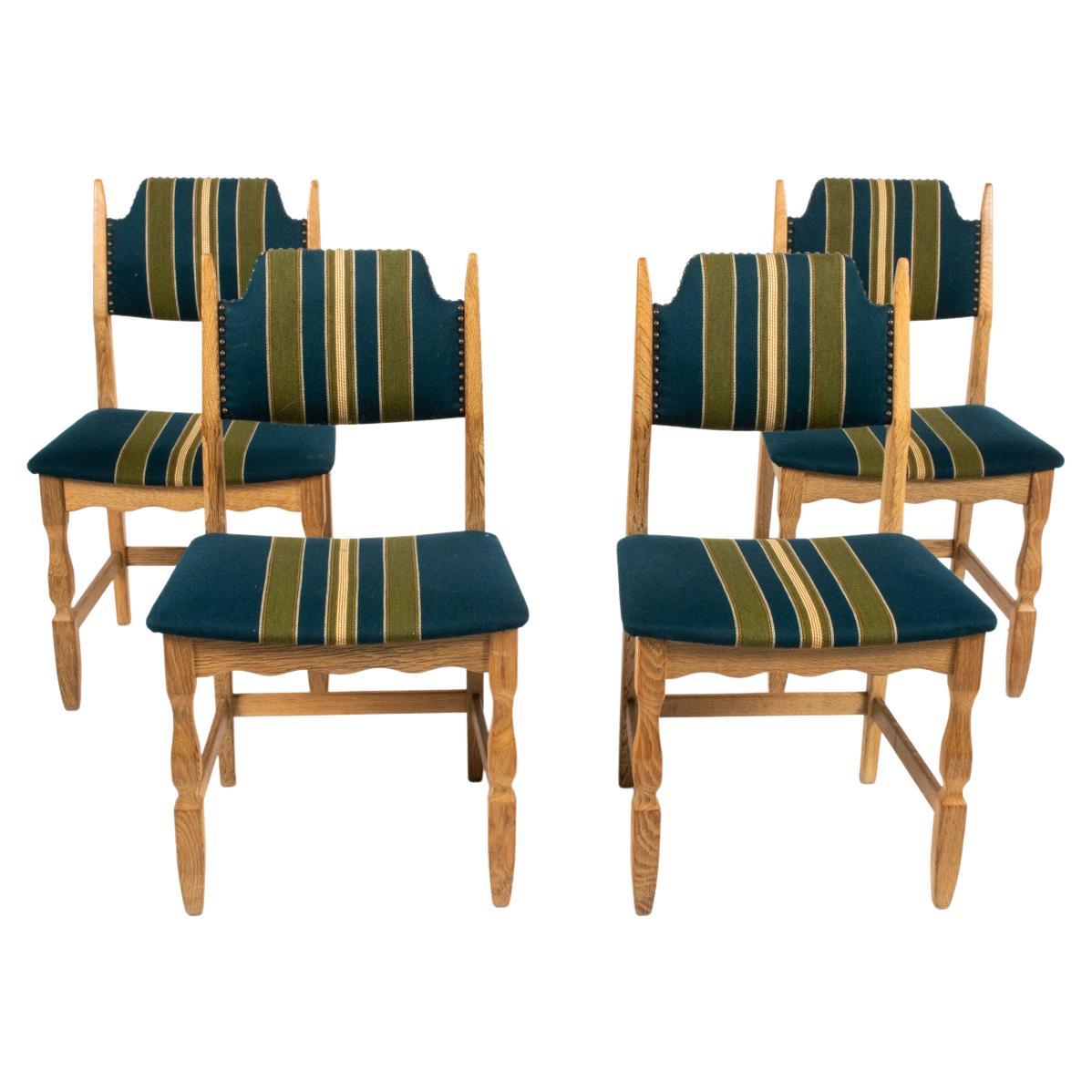 '4' Henning Kjærnulf Danish Midcentury Oak Dining Chairs