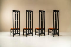 4 Highback "Ingram" Dining Chairs by Charles Rennie Mackintosh, Italy, 1980s