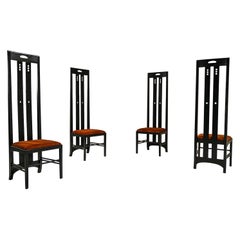 4 sedie da pranzo Highback "Ingram" di Charles Rennie Mackintosh, Italia, anni '80