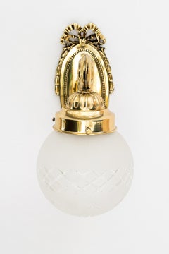 4 Historistic wall lamps with cut glass shade vienna around 1890s