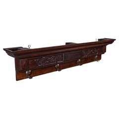 4 Hook Antique Cloakroom Coat Rack, English, Reception Valet, Edwardian, C.1905