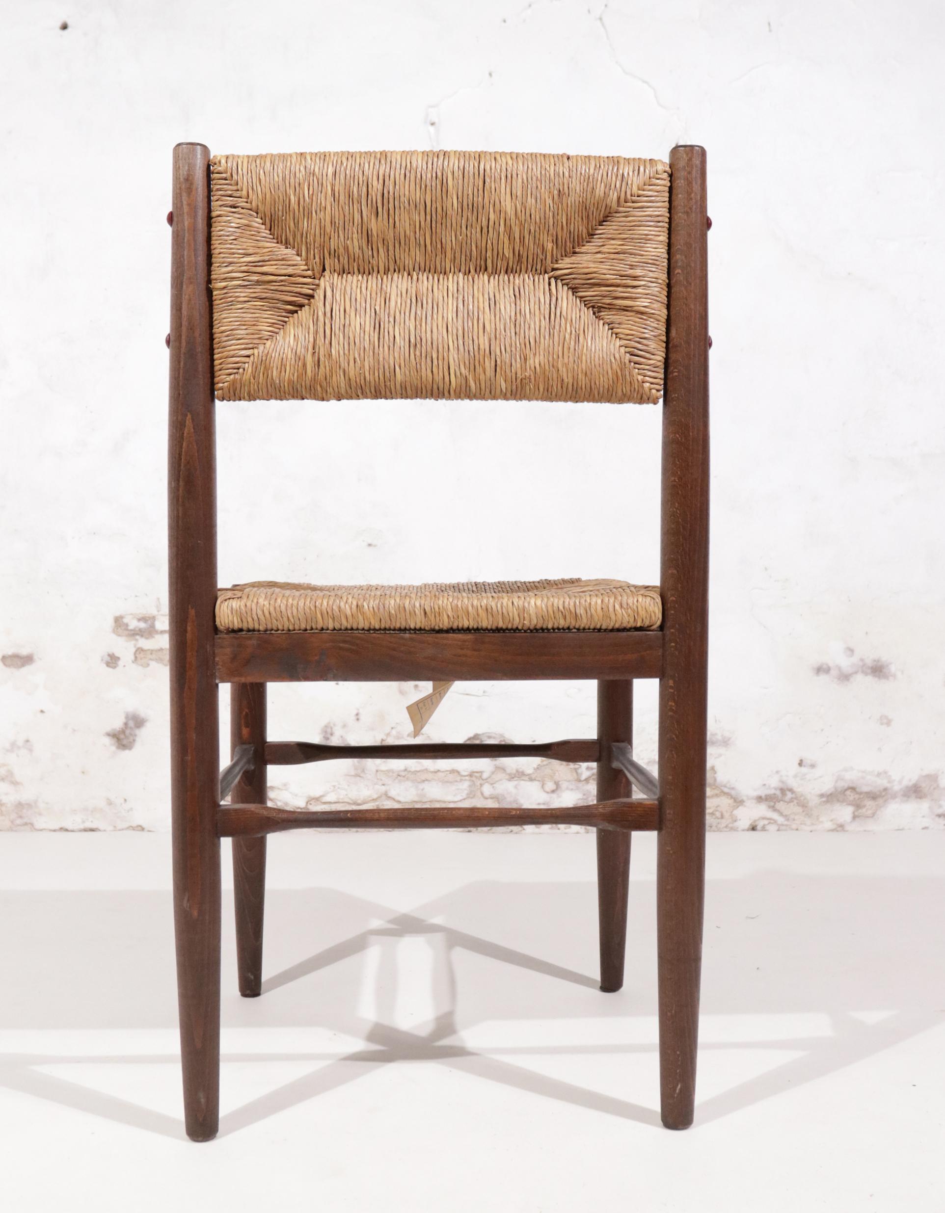 5 Hungarian Pine Rush Dining Chairs in Style of Charlotte Perriand 7