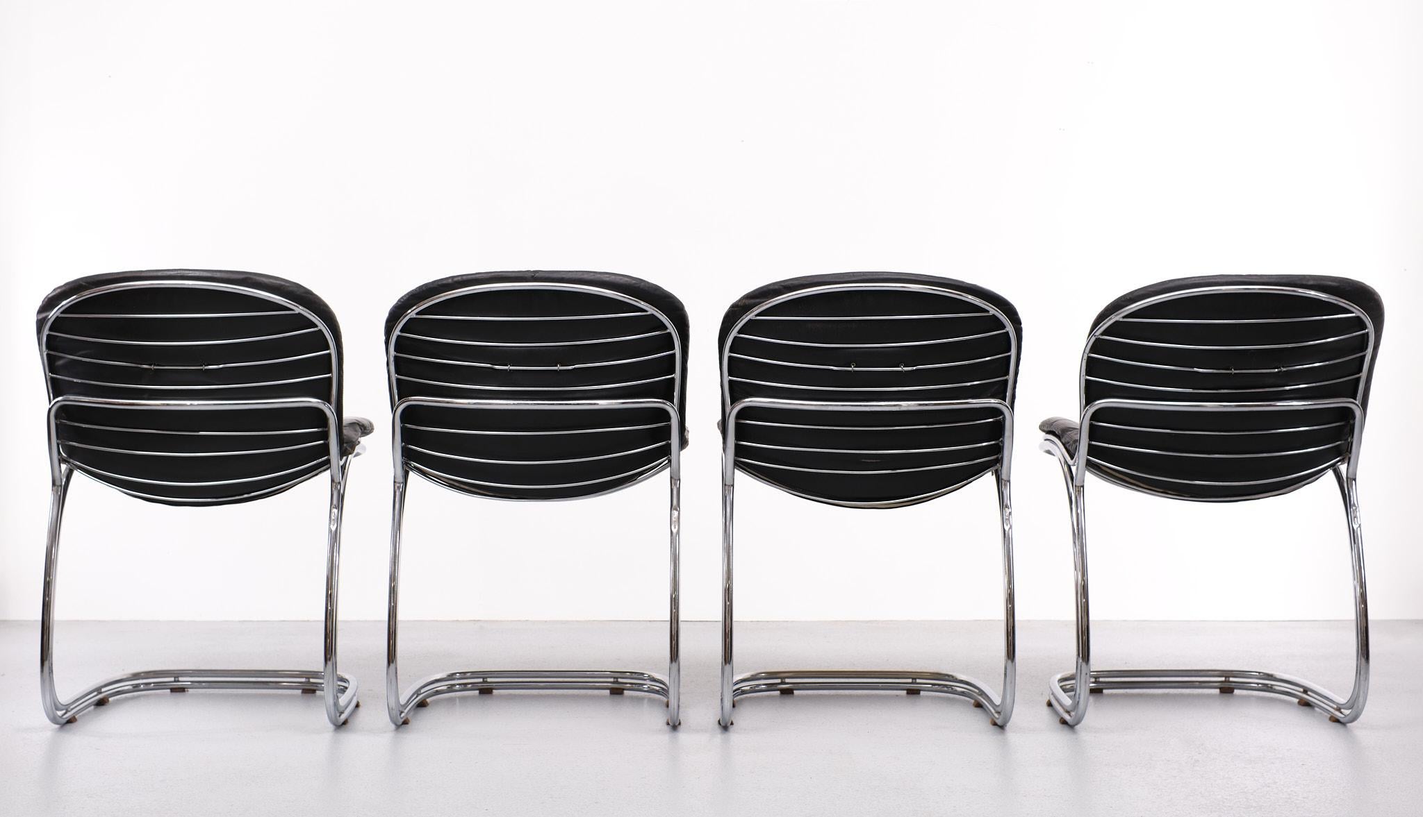 Late 20th Century 4 Iconic Italian Sabrina Chairs by Gastone Rinaldi for RIMA, 1970s 