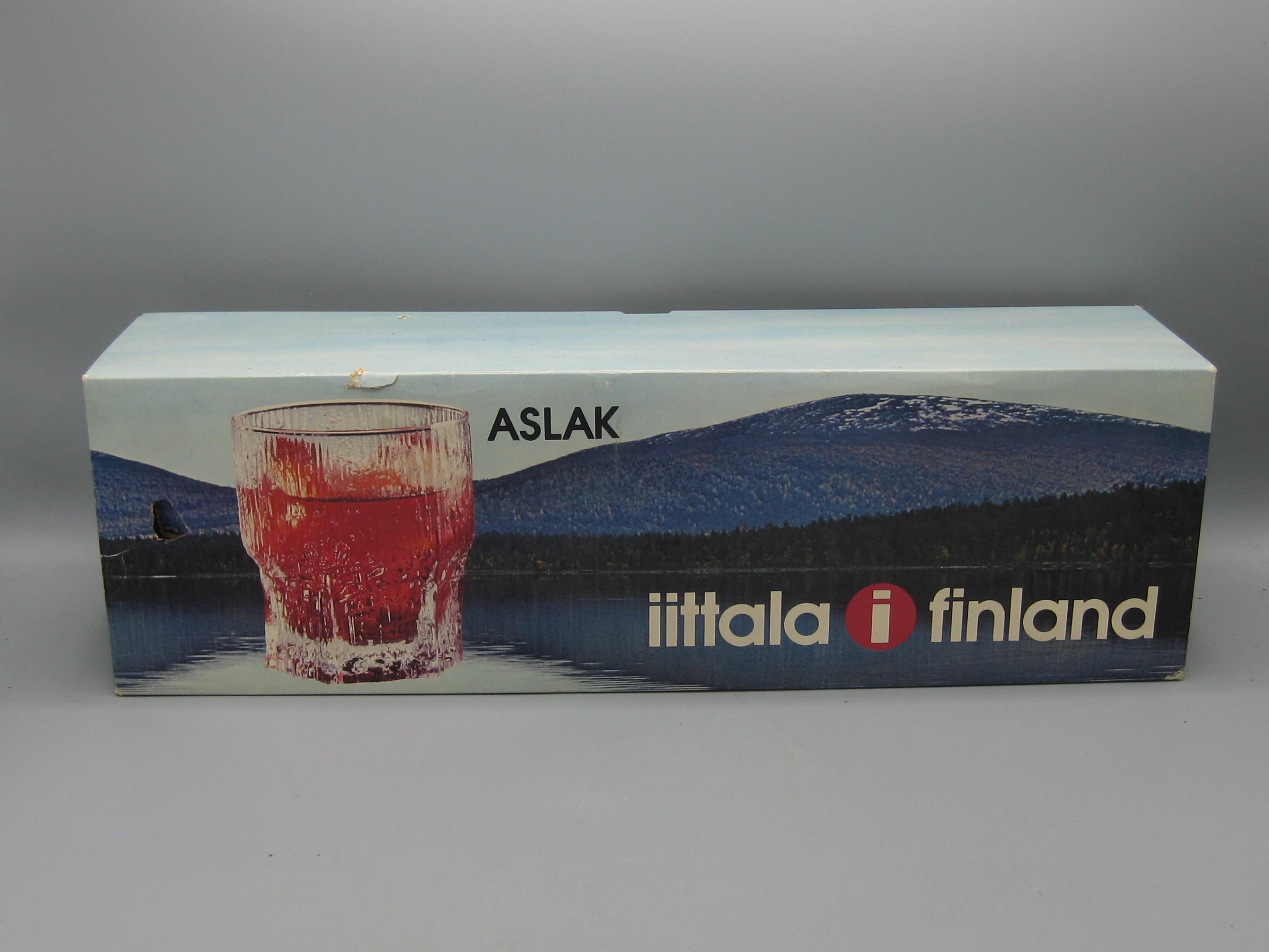 4 Iittala of Finland Aslak Tapio Wirkkala Old Fashion Glasses New in Box 60's VW For Sale 8