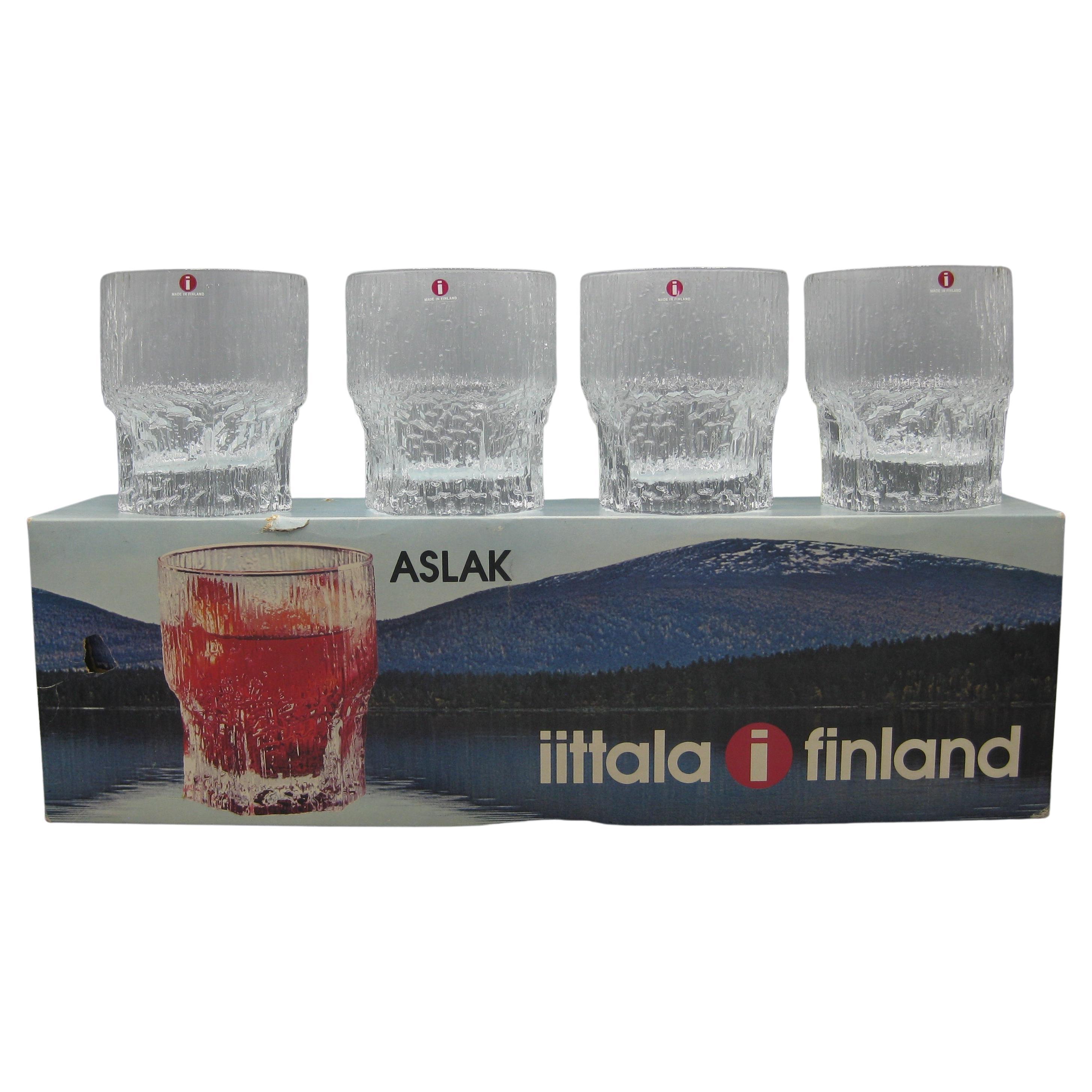 4 Gafas Iittala of Finland Aslak Tapio Wirkkala Old Fashion Nuevas en caja VW años 60