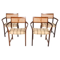 (4) Illum Wikkelsø Danish Mid-Century Mahogany Armchairs W/ Caned Backs, 1950's