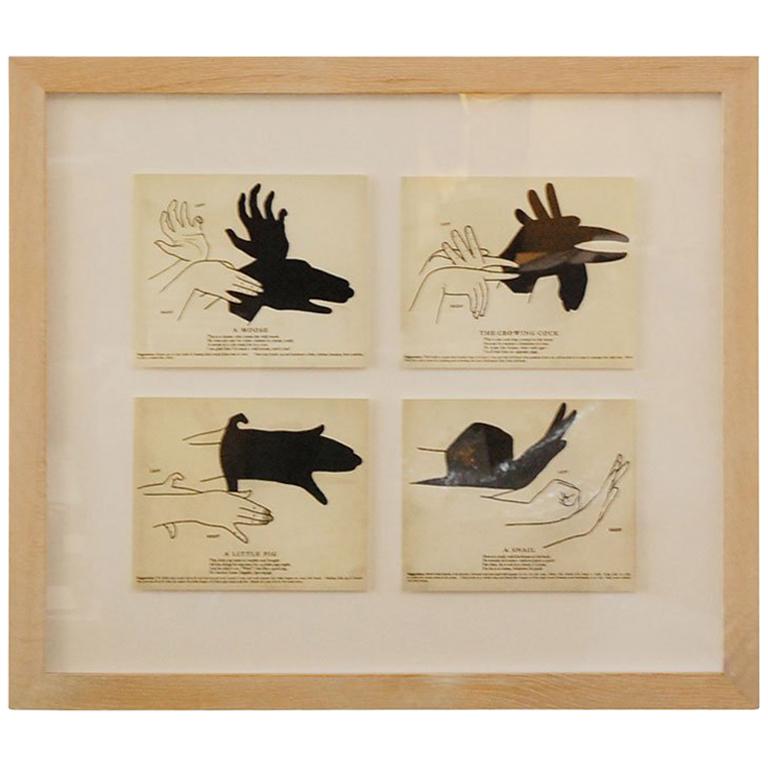 4 images of shadow puppets framed. For Sale