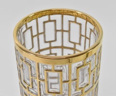 4 Imperial Glass Highball Glasses with 22K Gold Overlay Shoji Pattern