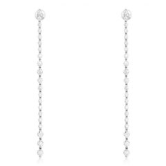 4.73ct Diamond Bar Tennis 14K White Gold Drop Earrings