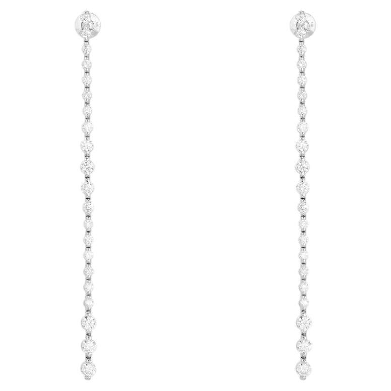 Boucles d'oreilles pendantes « Tennis » en or blanc 14 carats avec diamants « Diamond Bar » de 4,73 carats en vente