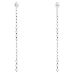 4.73ct Diamond Bar Tennis 14K White Gold Drop Earrings