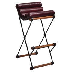 Used 3 Iron & Rolled Seat Bar Stool by Cleo Baldon for Terra Furniture