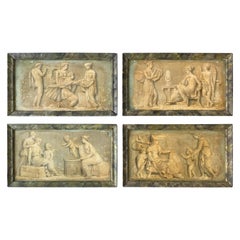 Antique 4 Italian 19th Century Classical Oil Paintings