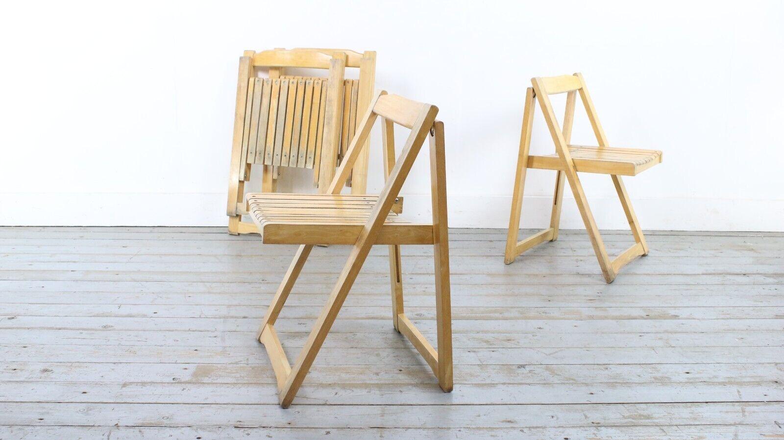4 Italian Aldo Jacober Alberto Bazzani Mid Century 60s Beech Folding Chairs For Sale 5