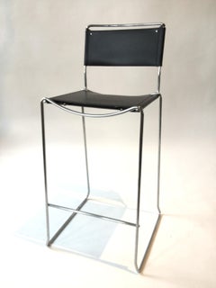 4 Italian Black Leather and Chrome