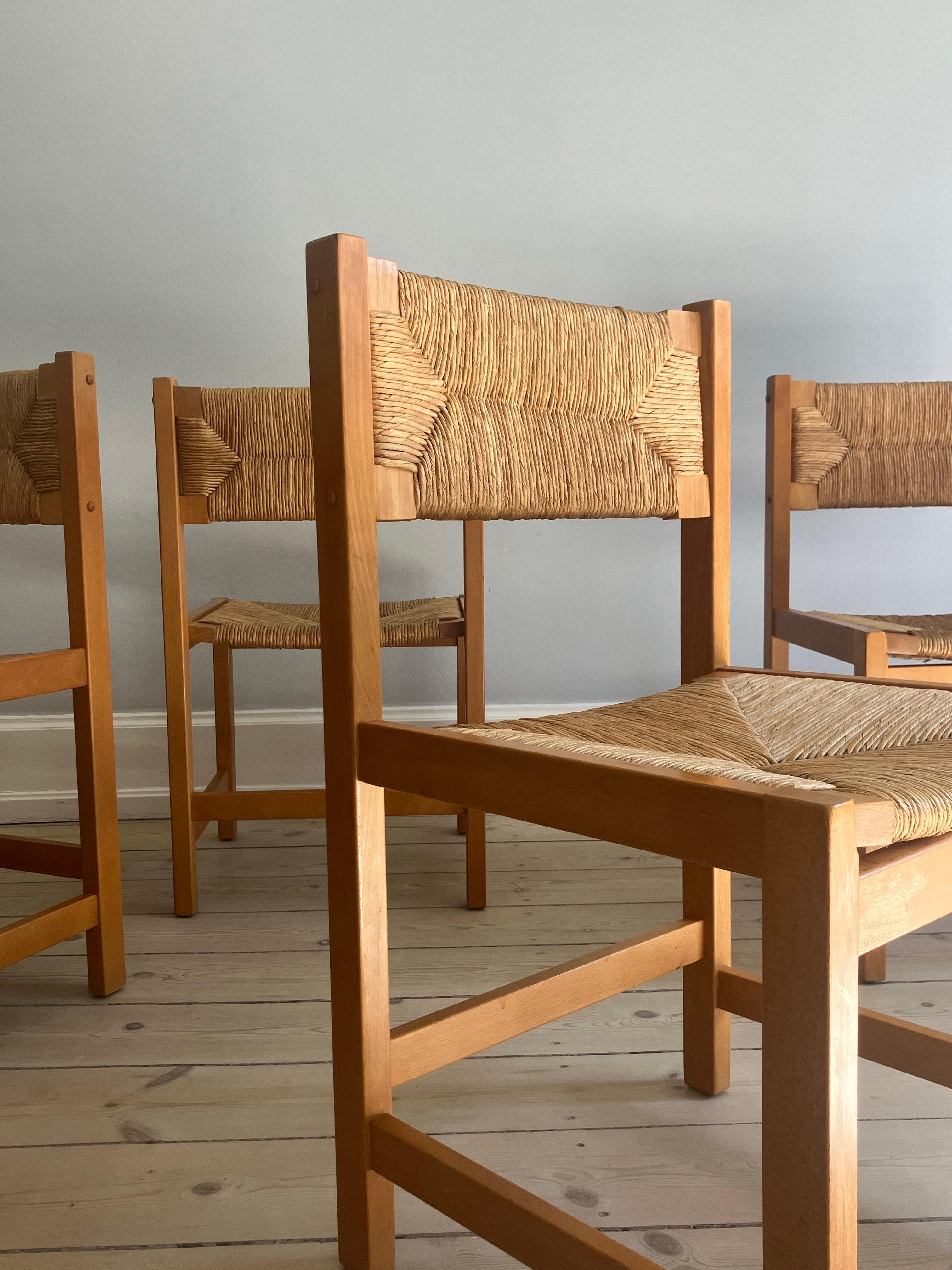 Osier 4 chaises de salle à manger italiennes en vente