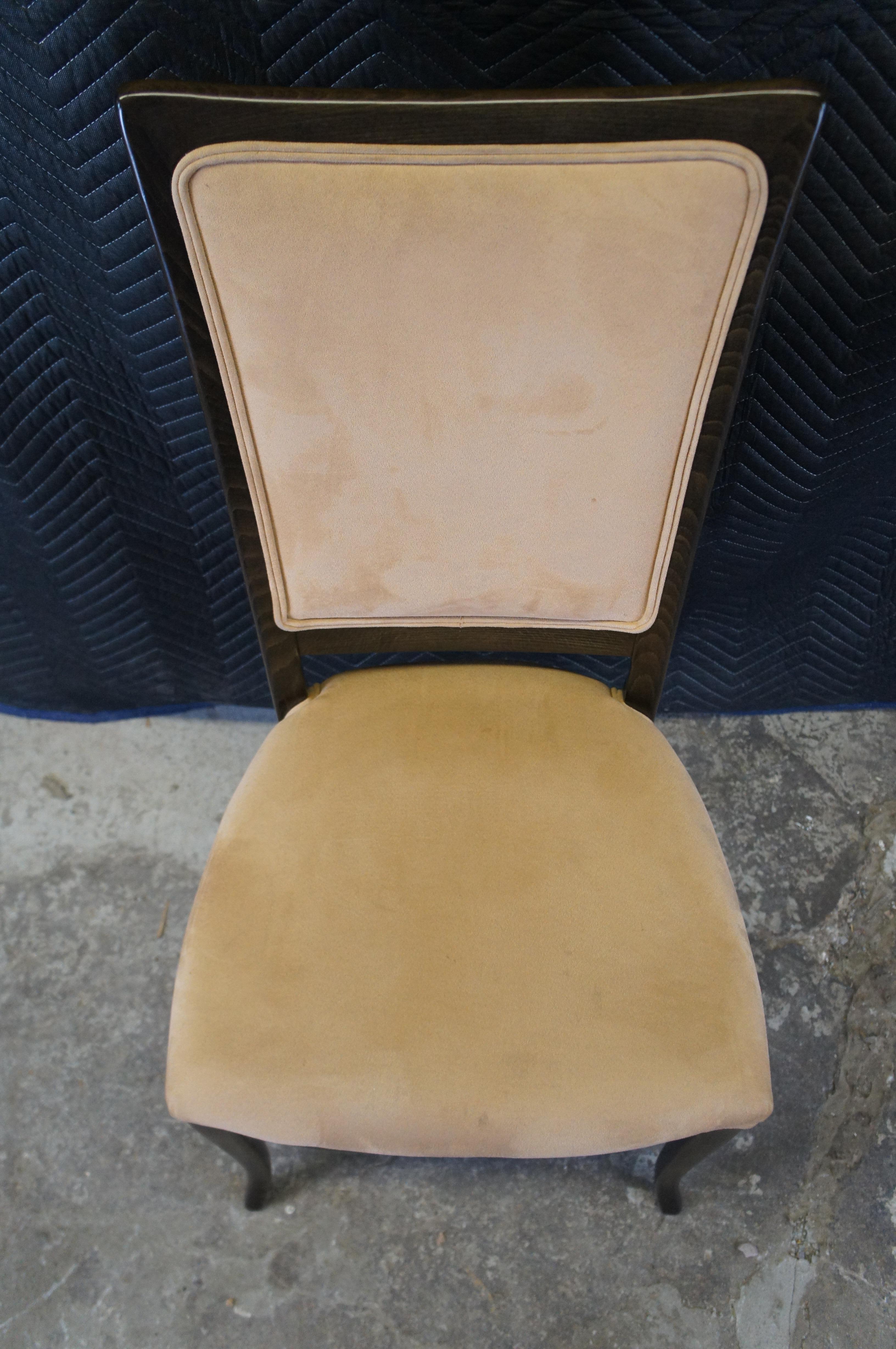 20ième siècle 4 chaises de salle à manger modernes italiennes Parsons en chêne foncé et daim en vente