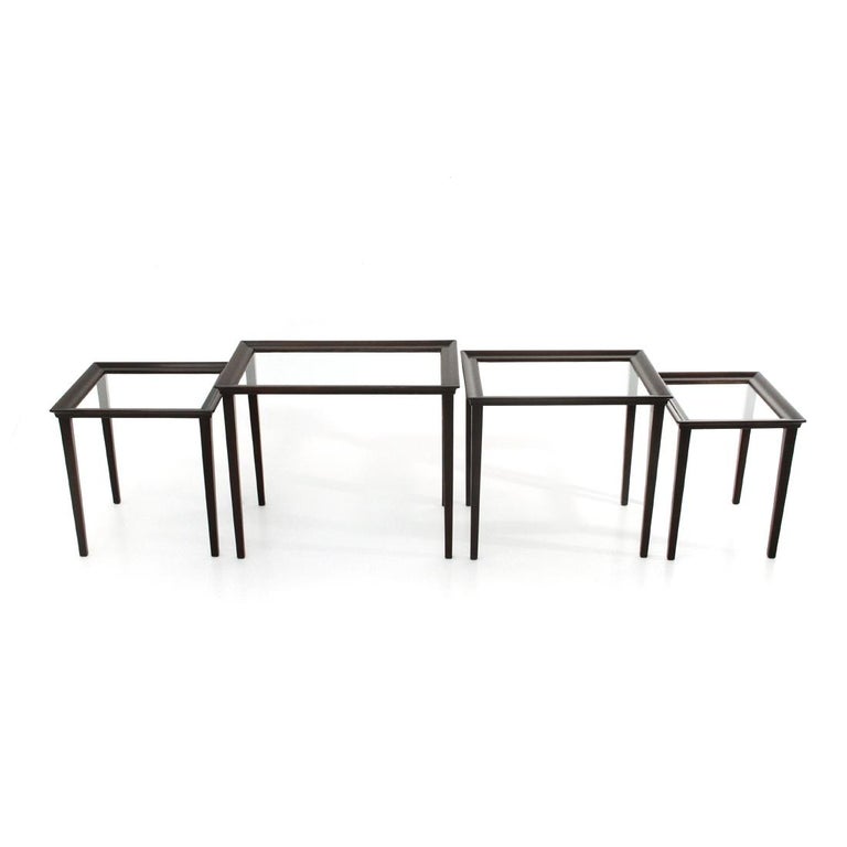 4 Italian Nesting Tables in Wood and Glass, 1940s For Sale at 1stDibs