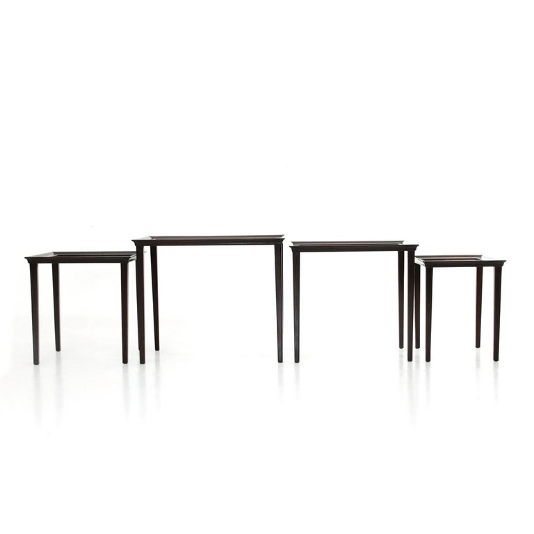 4 Italian Nesting Tables in Wood and Glass, 1940s For Sale at 1stDibs