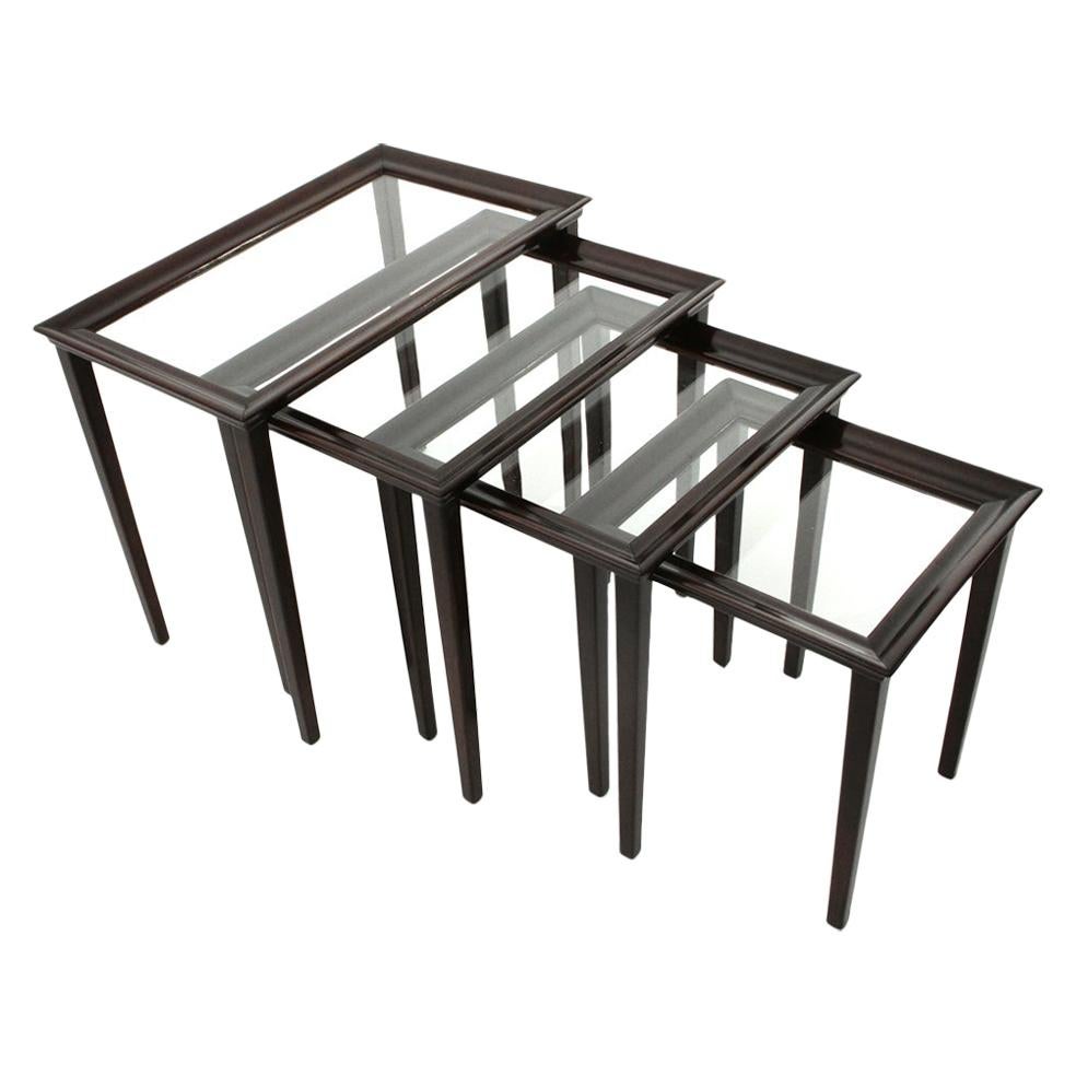 4 Italian Nesting Tables in Wood and Glass, 1940s For Sale at 1stDibs