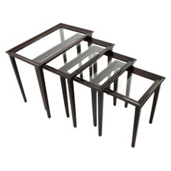 4 Italian Nesting Tables in Wood and Glass, 1940s