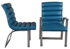 4 Jay Spectre for Century  Eclipse Leather & Chrome Modern Dining Chairs MCM