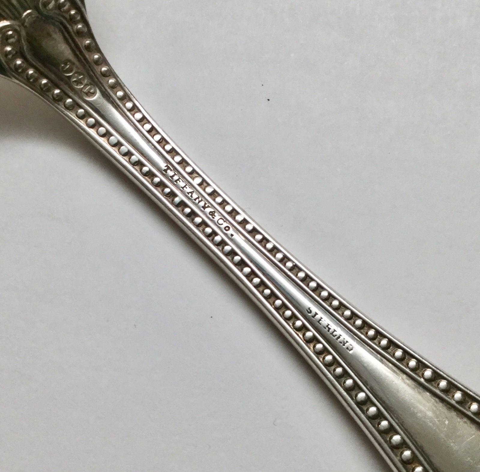 Mid-19th Century 4 John Polhamus for Tiffany & Co. Sterling Silver Bead Forks 7 3/4