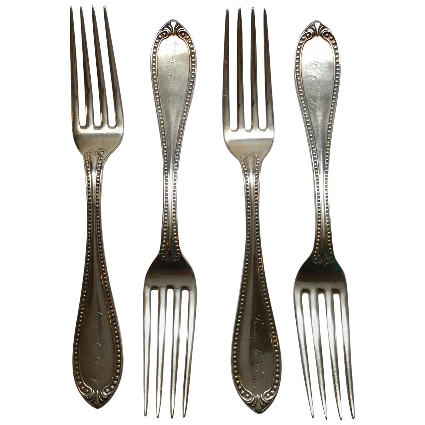 4 John Polhamus for Tiffany & Co. Sterling Silver Bead Forks 7"