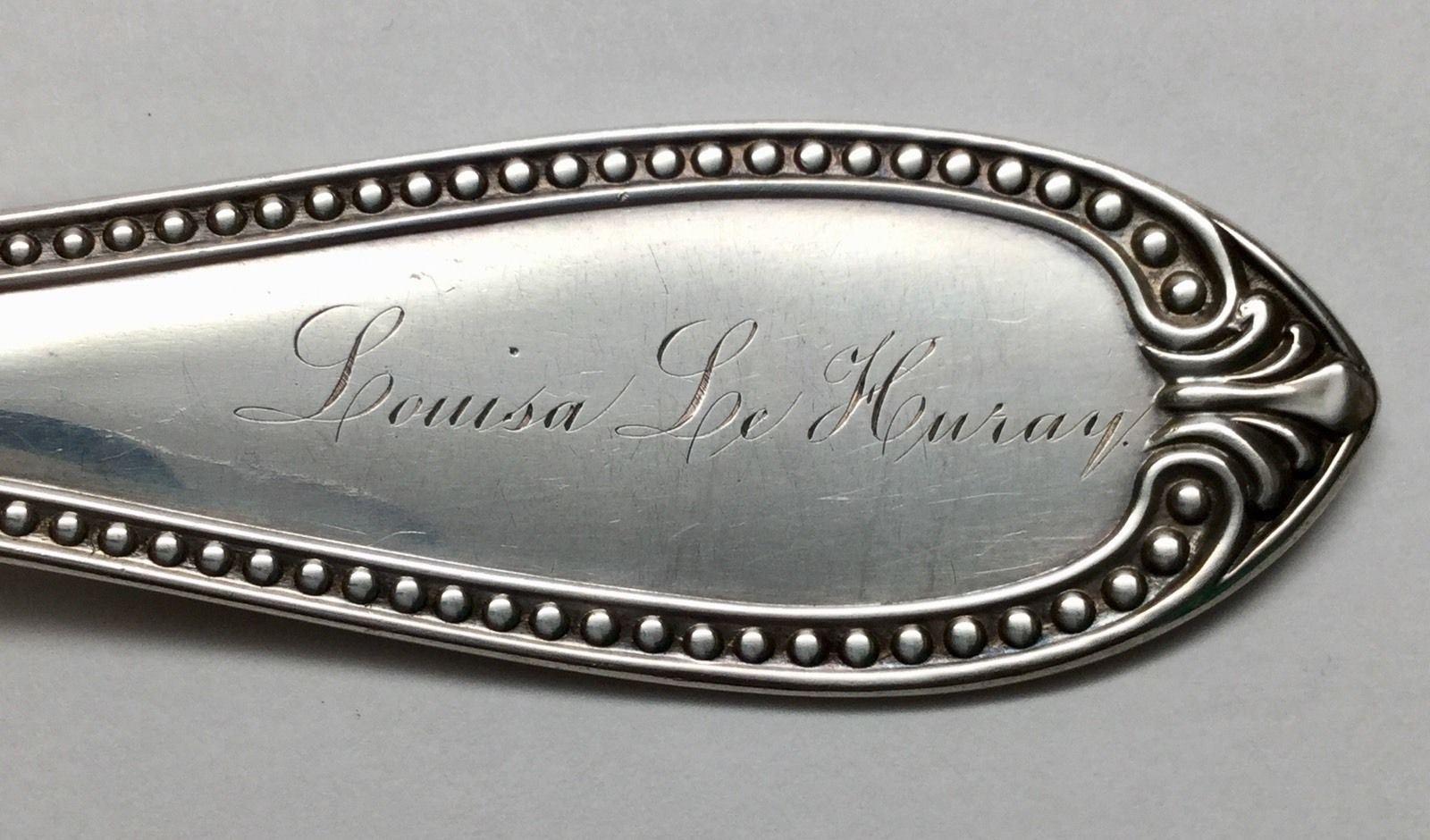 Milieu du XIXe siècle 4 John Polhamus pour Tiffany & Co. Cuillères de table perles d'argent sterling en vente