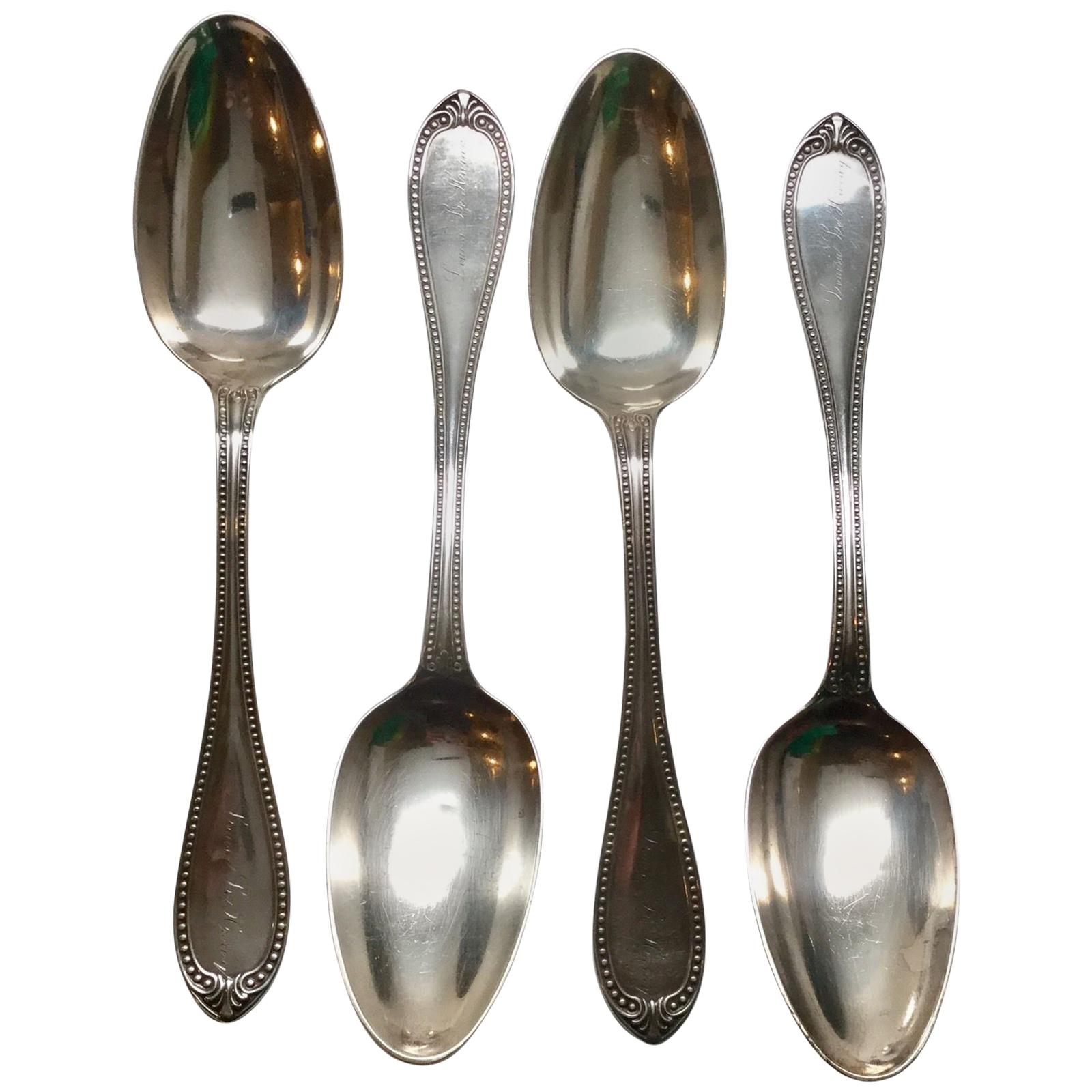 4 John Polhamus for Tiffany & Co. Sterling Silver Bead Tablespoons For Sale