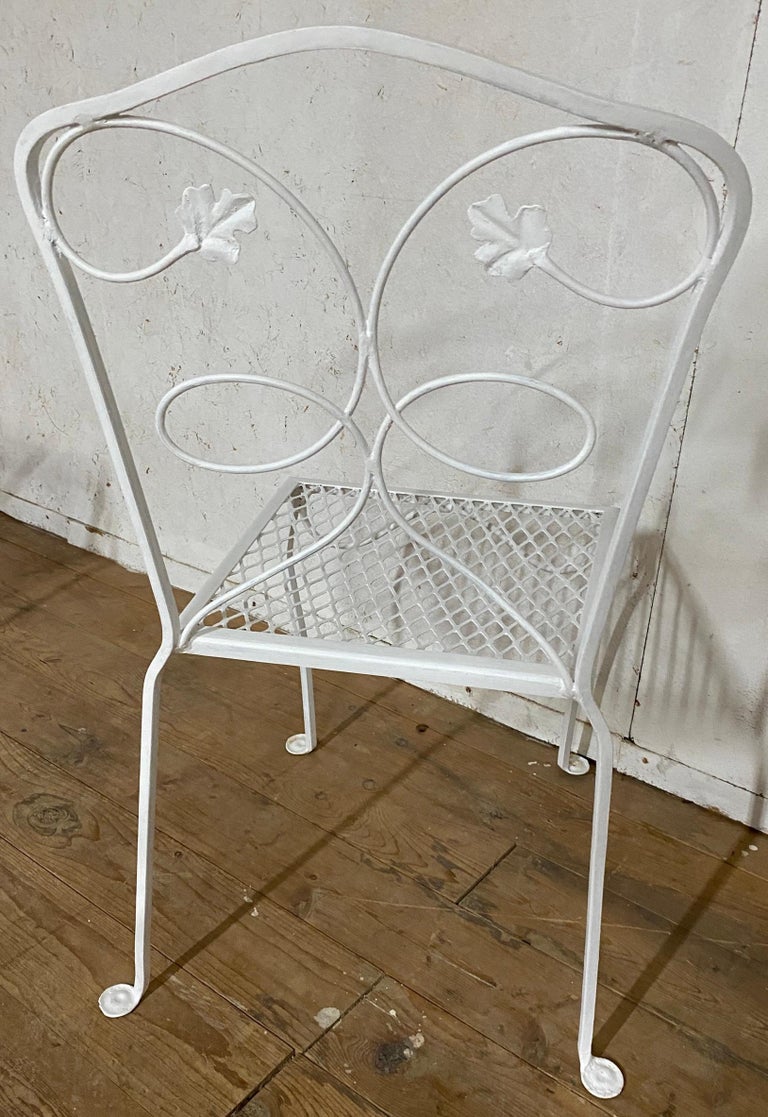 Painted 4 John Salterini Maple Leaf Style Garden Dining Chairs Set For Sale