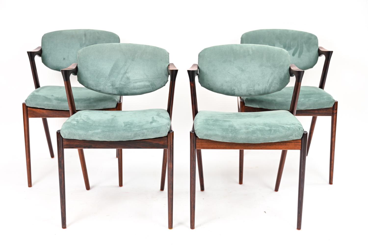 Mid-Century Modern '4' Kai Kristiansen Danish Mid-Century Rosewood Model 42 Dining Chairs