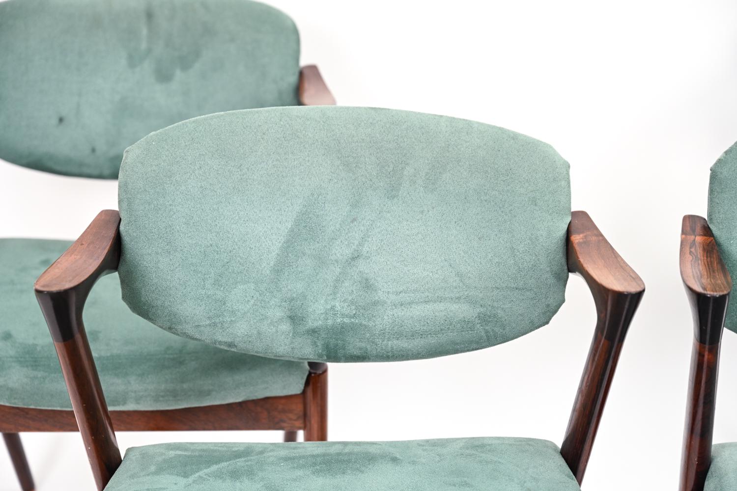 '4' Kai Kristiansen Danish Mid-Century Rosewood Model 42 Dining Chairs In Good Condition In Norwalk, CT
