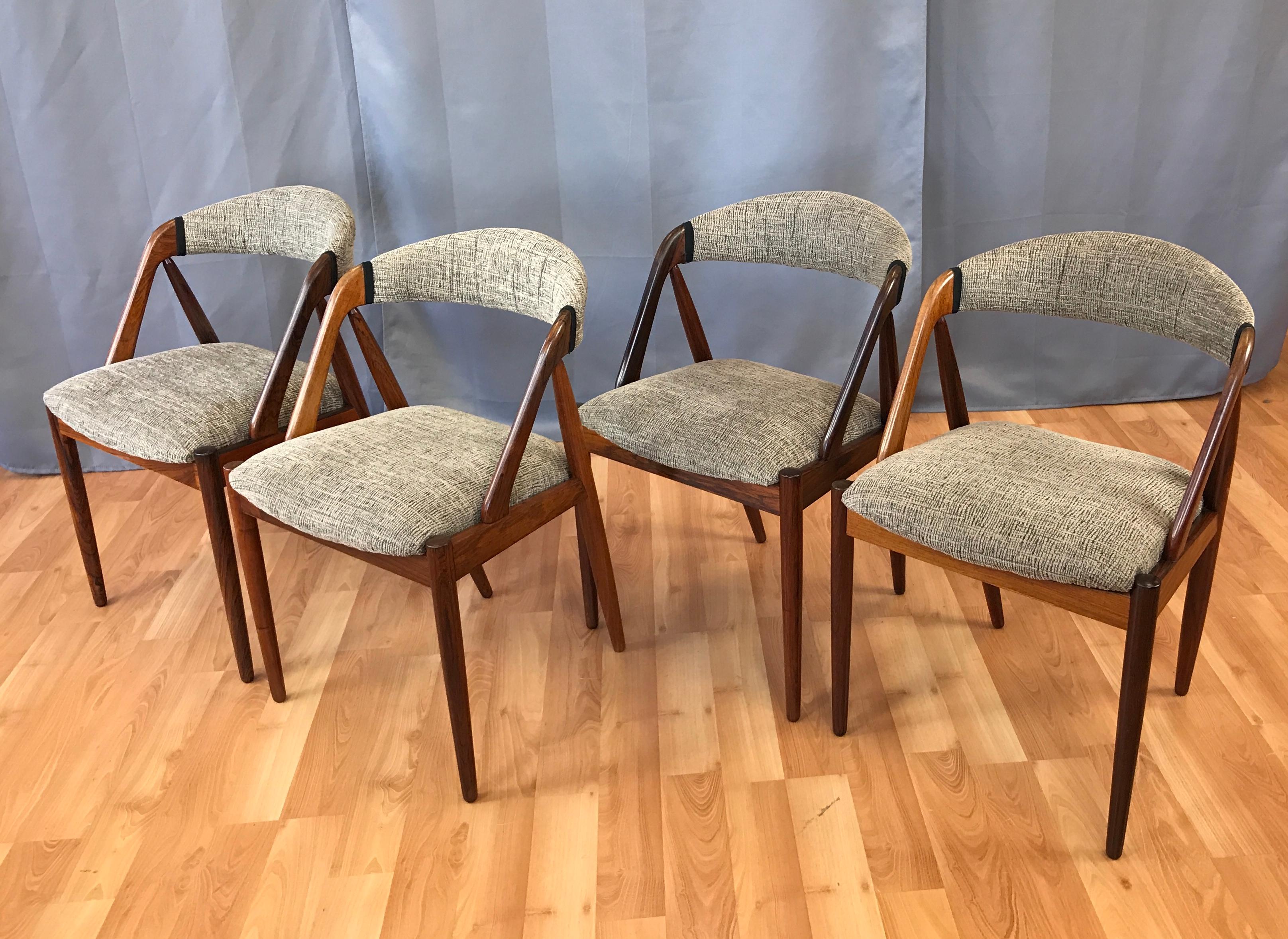 Scandinavian Modern Set of Four Kai Kristiansen for Schou Andersen Model 31 Rosewood Dining Chairs