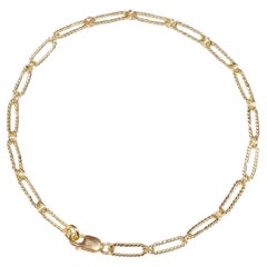 14 Karat Gold Twisted Wire Filigree Paperclip Chain Bracelet by Mon Pilar 