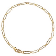 14 Karat Gold Twisted Wire Filigree Paperclip Chain Bracelet by Mon Pilar