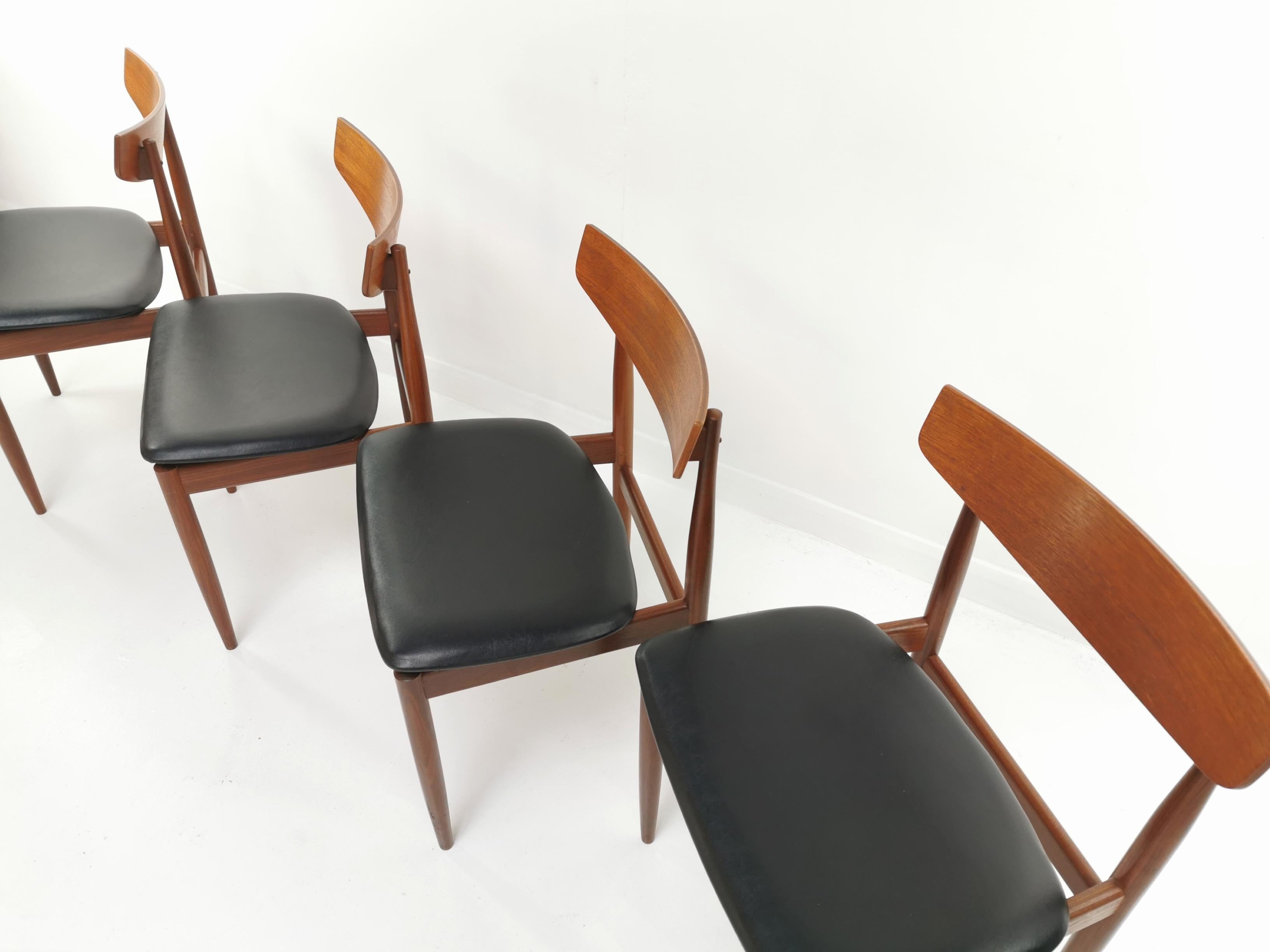 Mid-Century Modern 4 Kofod Larsen Teak G Plan Danish Dining Chairs 1960s Vintage Midcentury Se