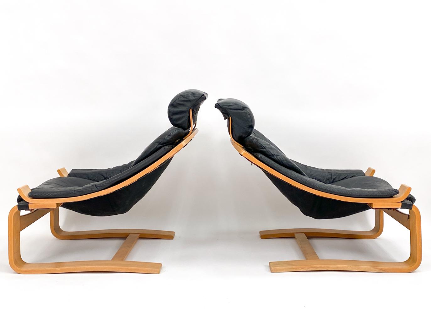 '4' Kroken Buffalo Leather Lounge Chairs by Åke Fribytter for Nelo Sweden, 1970s For Sale 3